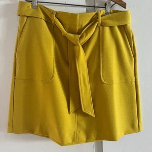 LOFT Belted Yellow Skirt with Front Pockets